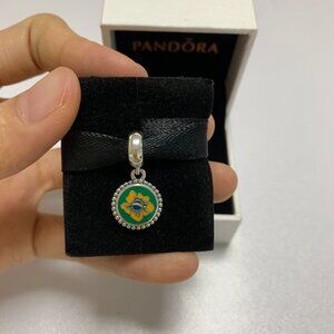 Pandora Brazilian Flag Flower Pendant Silver Charm